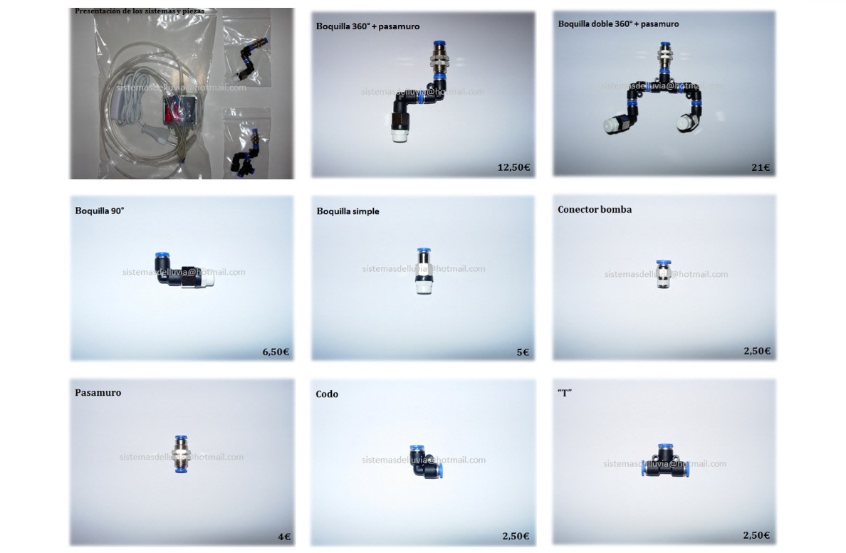 Venta de sistemas de lluvia y accesorios